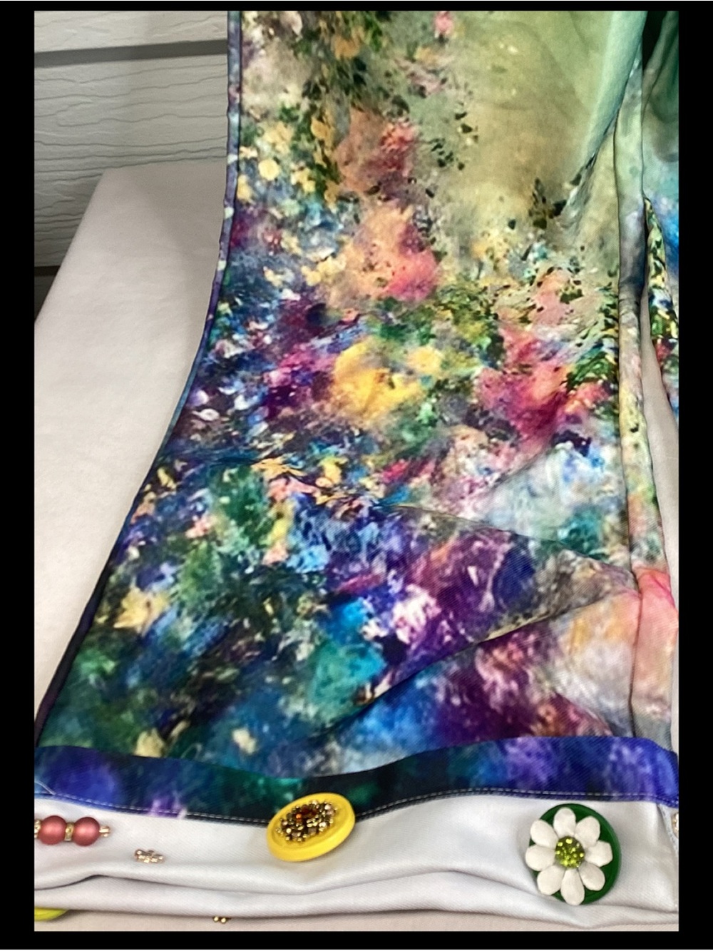 Women’s High-Waist Wide-Leg Jeans in Teal Multi.60 - Picture 4 of 10